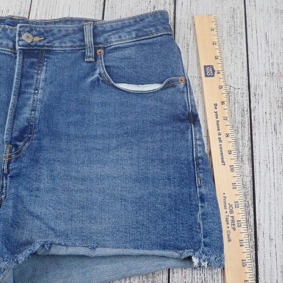 Old Navy Womens Sz 16 Jean Shorts Sky Hi A Line Button Fly High Rise Blue Denim - Picture 5 of 9